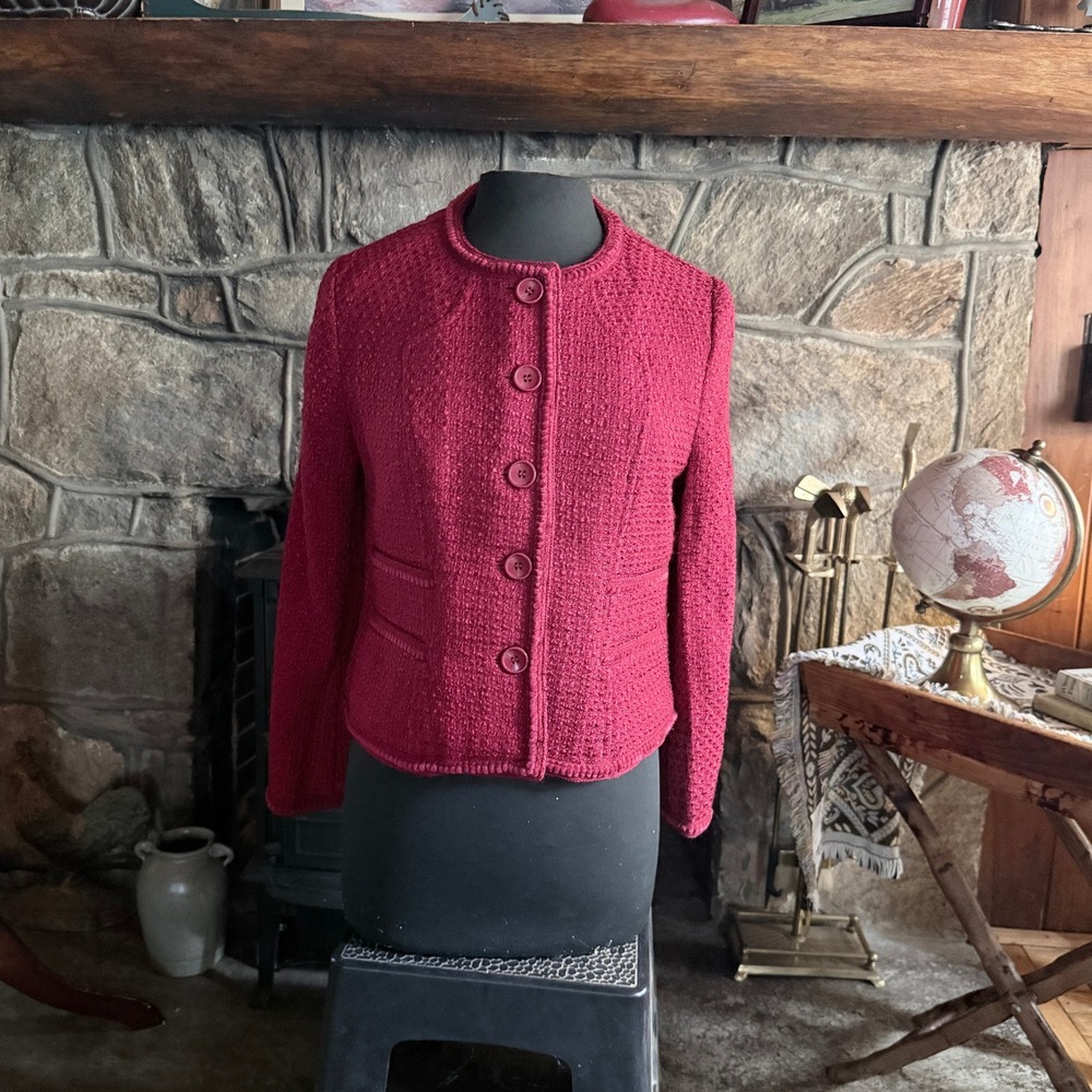 Pendleton Blazer Jacket Womens 10P Pink Excellent Boucle Wool Blend Button Front